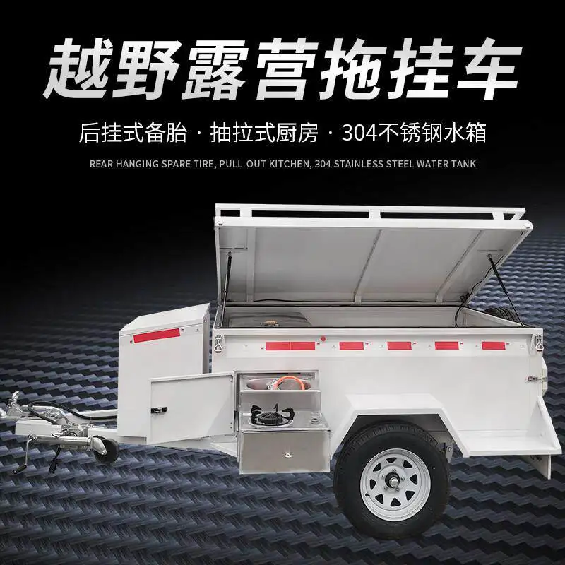 Lightweight Car Tow Trailer for Sedan, Portable Camper Trailer for Family Road Trip, Off-Road Small RV Camping Trailer