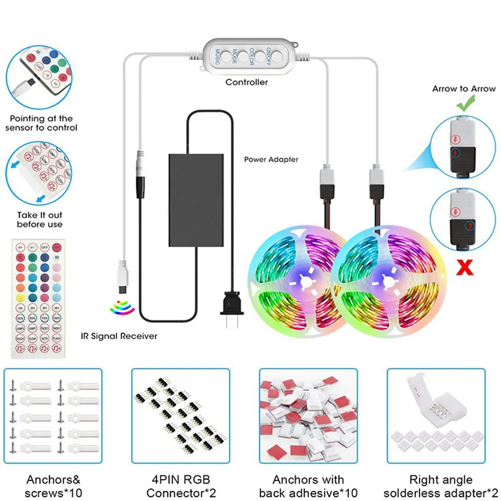 EU Plug 10M LED Strip, Smart APP Music Sync Color Changing LED Fairy Lights Strips with Control Boxes & Remote Control