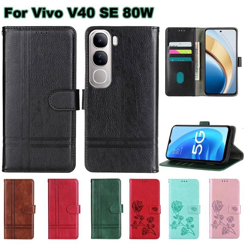 Wallet Cover For Vivo V40 SE 80W Etui Funda de Vivo Y200 5G Snapdragon 4 Gen 2 Phone Case For Vivo V40 LITE 4G 5G Indonesia Capa