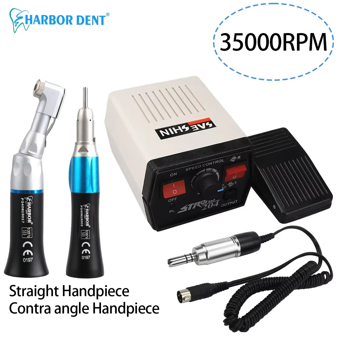 

35000 об/мин стоматологический микромотор для полировки E-типа, наконечник для стоматологической лаборатории, дрель для ногтей, микромоторный полировщик, новый блок для полировки марафона