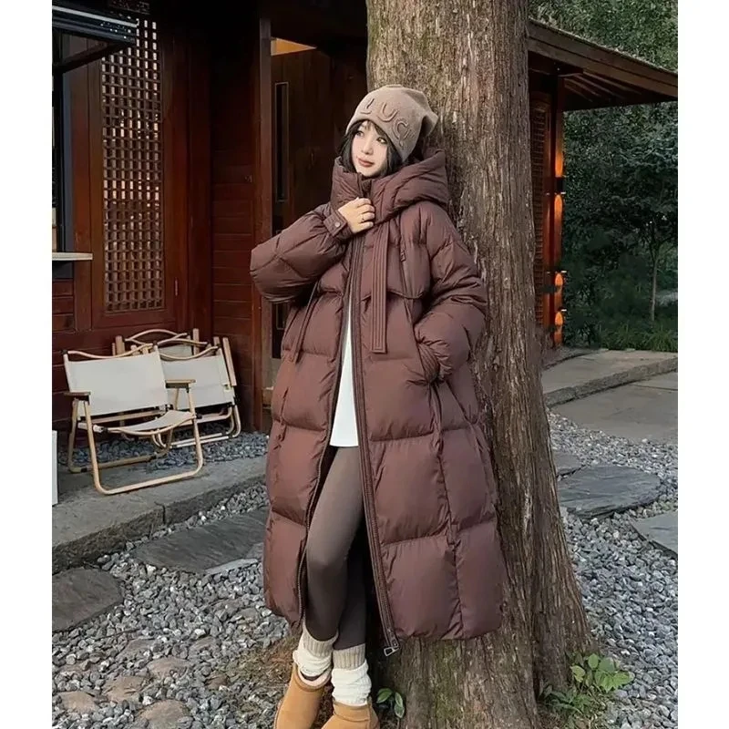 Hooded Down Jacket for Women, Long  White Duck Parkas, Light, Luxury, High-end, Fashion, Winter, 2024