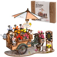 Robotime 3D Wooden Puzzles Blossom Cart Kit Decor Craft Gifts Model Kits for Adults Women Girls Boys