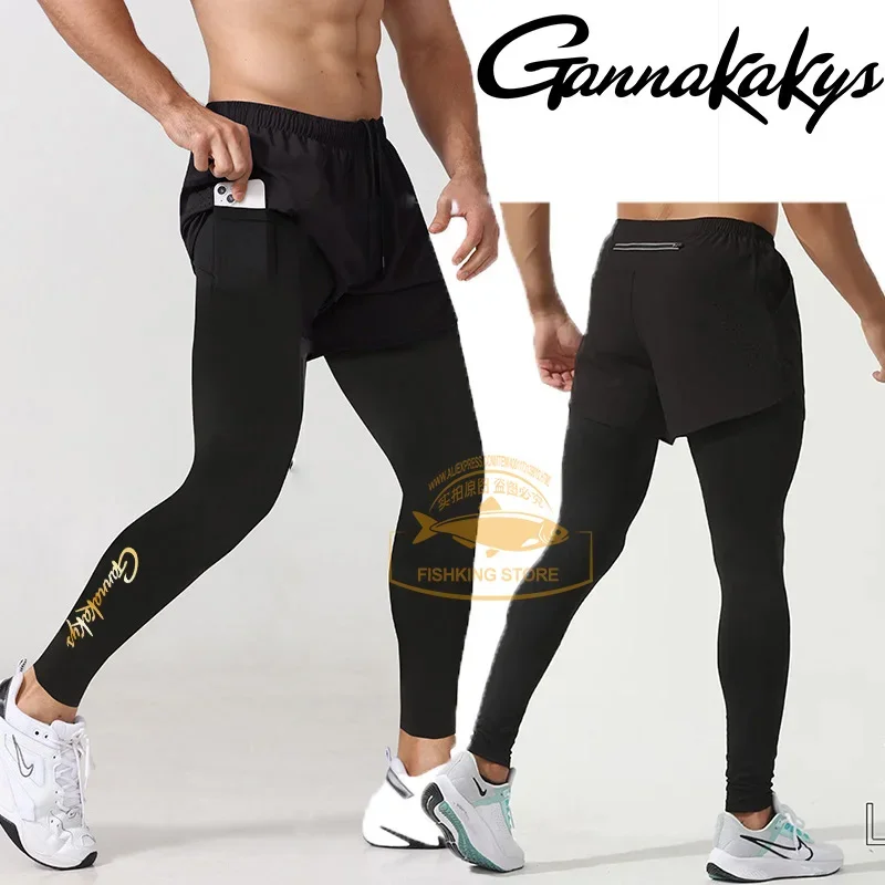 2024 Summer Fishing Pants Men's Elastic Running and Quick Drying Pants Basketball Breathable Back Waist Pocket Sports Pants