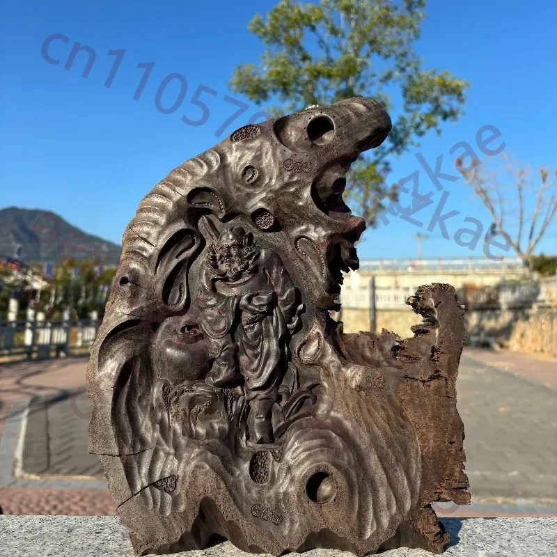 Hand-Carved Phoebe Zhennan Wood Zhong Kui Sculpture - 12.6
