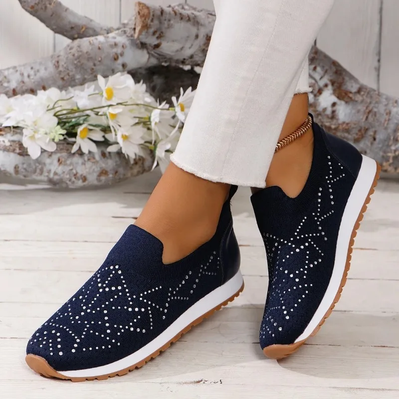 Scarpe da ginnastica basse da donna Sneakers Bling di moda in cristallo Casual Slip On calzino scarpe da ginnastica estate donna scarpe vulcanizzate