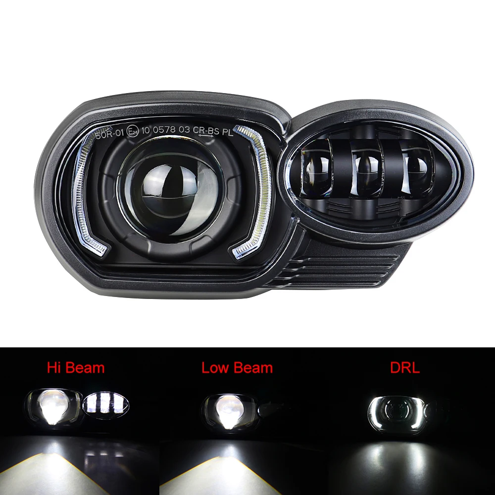 LED Projector Headlight for BMW K1200R 2005~2009 K1300R 2010~2013 Replacement Headlamp DRL Hi/Low Beam Light E-Mark Approved