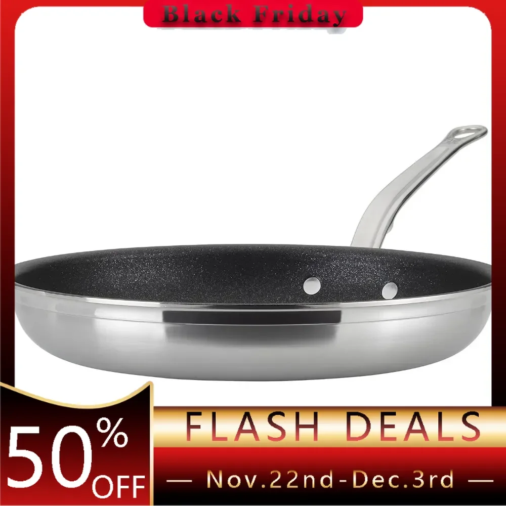 ProBond Collection - TITUM 100% Triple Bonded Nonstick Stainless Steel Frying Pan, Induction Cooktop Compatible,