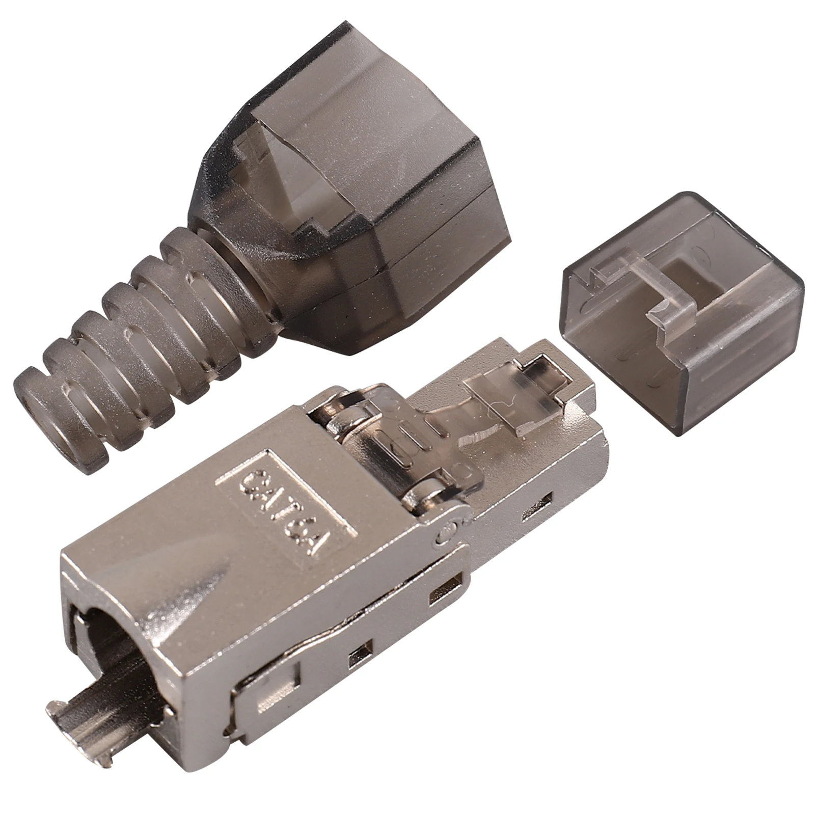 

Tool Free Modular Shielded Gold Plated Cat6A 7 8 Connectors Ethernet Cable Network Plugs External Design Easy Installation