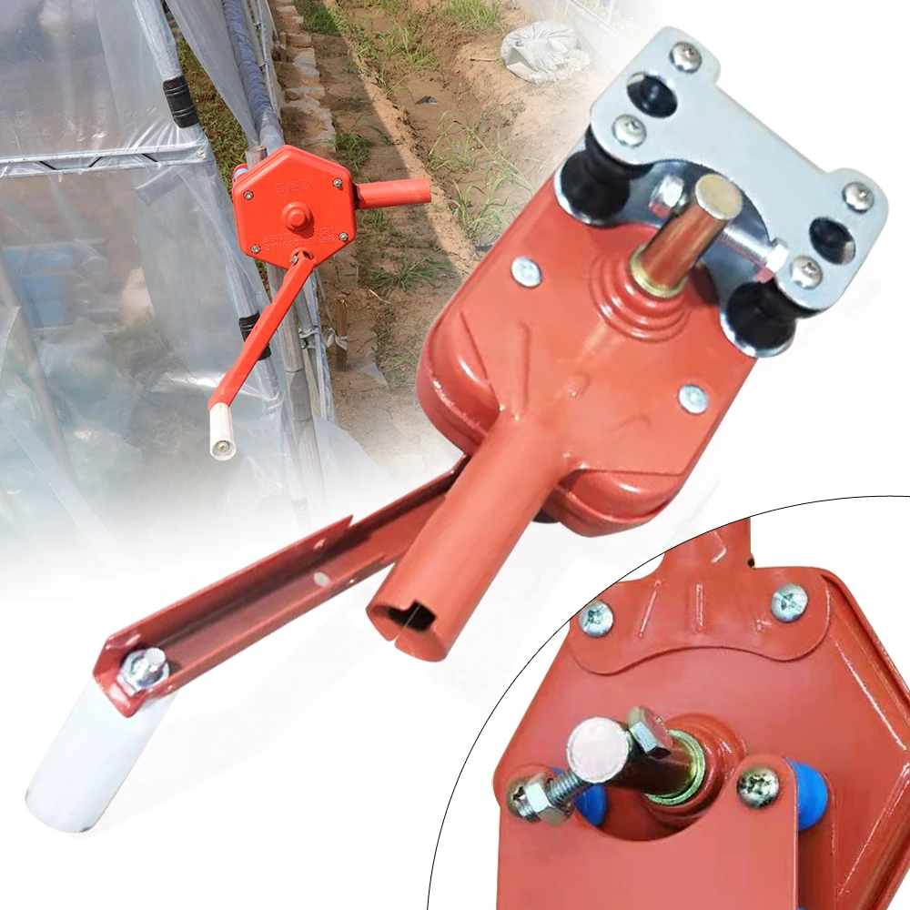 ونش كرنك يدوي قابل للطي للفيلم الدفيئة - ألومنيوم/فولاذ، أقصى طول لفة 262.47 قدم، ارتفاع 4.92 قدم، قفل ذاتي