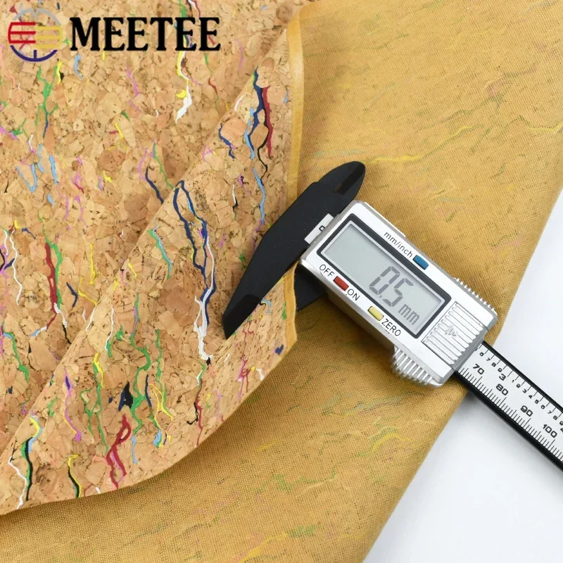 Meetee 90x140cm 0.5mm Pure Natural Cork Leather Fabric Wood Grain Cloth Soft Material for Background Shoes Handbag Decor Crafts