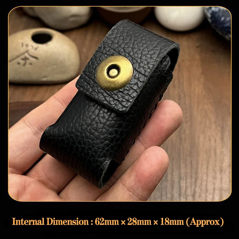 

For IMCO Lighters High Quality Handmade Black Leather Kerosene Oil Lighter Waist Bag Classic Lighters Storage Protection Case