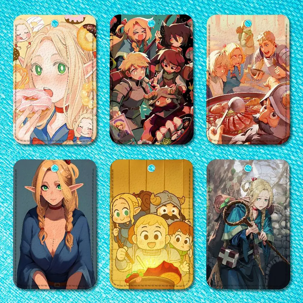 Tasty D-Delicious in D-Dungeons Llavero con etiqueta para llaves Tarjetero de cuero Llavero Tarjetero de acceso rectangular