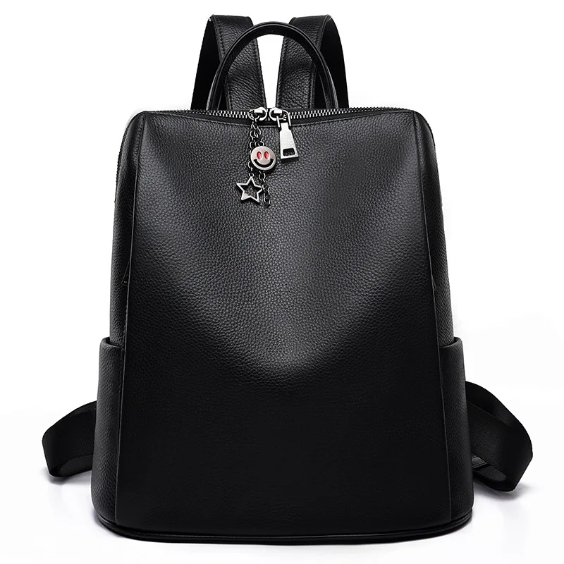 2024 Fashion Cow Genuine Leather Women Backpacks Luxury Brand Female Real Natural Leather Ladies Girl Student Casual Backpack