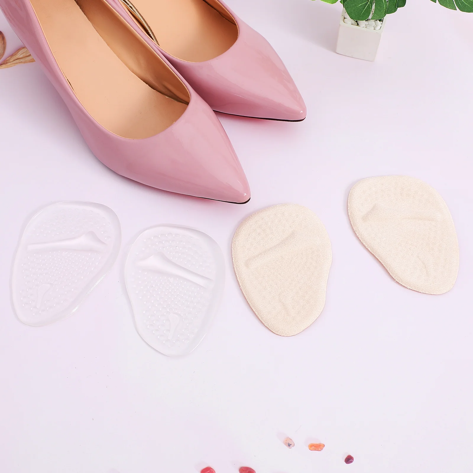 

2 Pairs Anti slip Palm Rest Ball Insertion Forefoot Pad Adhesive Insoles Sandals Gel Women Shoe Soles Heel Pads