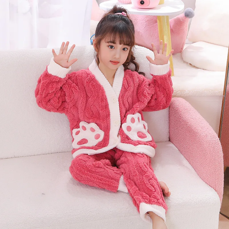 Pijama Loungewear Pajama Girl Winter Girl Set Children\'s Pajamas Girls Sets Sleepwear Robe Clothing Mother Kids