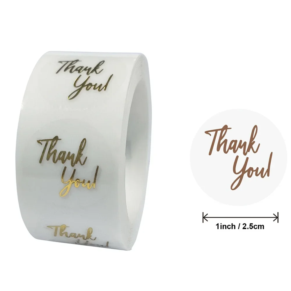 50-500pcs Labels 1inch Clear Gold Foil Thank You Stickers for Wedding Pretty Gift Cards Envelope Sealing Label