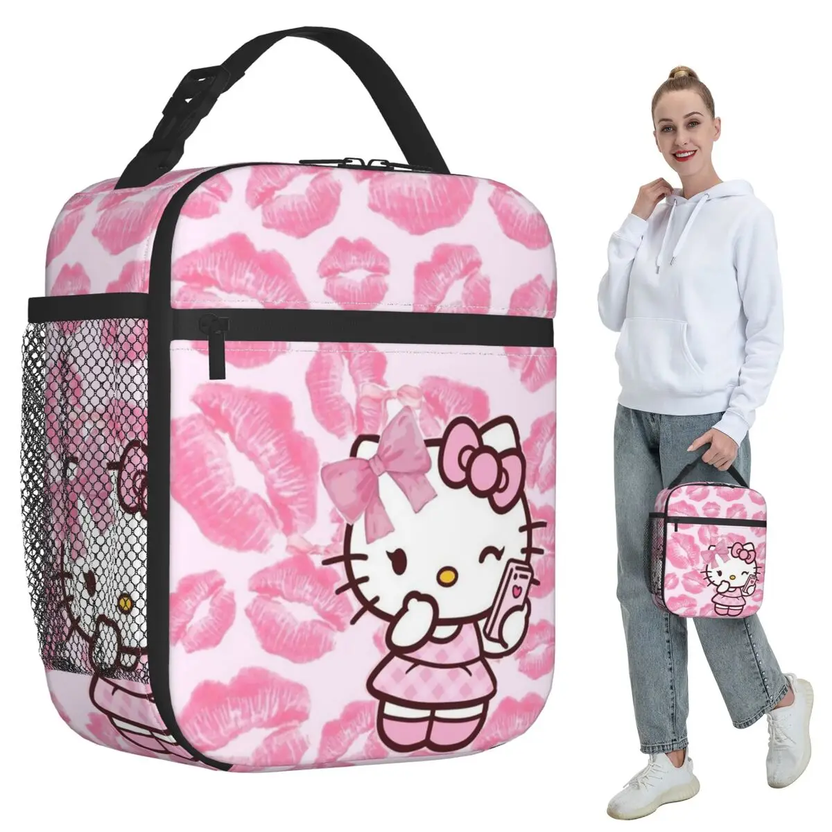 

Изолированная сумка для обеда Hello Kitty для детей, школьный холодильник, термокоробка для еды, герметичная сумка для обеда, контейнер