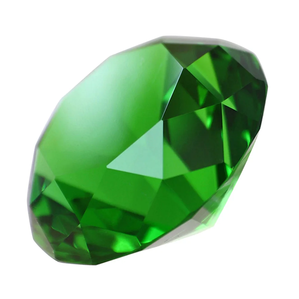 2Pcs 60Mm Green Diamond Decor Artificial Crystal Ornament for Wedding Home Party Romantic Atmosphere Faux Diamonds Decor