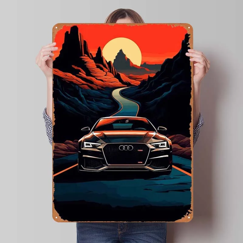 A Car Audi RS5 Sportback Tin Sign Car Poster Door Decoration Vintage Metal Sign Plaque for Wall Art Decoration Bathroom Decor