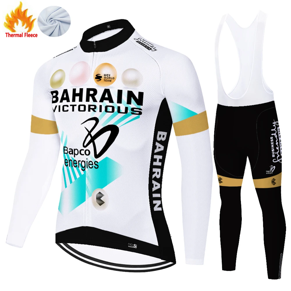 2024 proteam BAHRAIN cycling jersey Winter Fleece ropa ciclismo hombre fietskleding heren terno masculino completo bicicleta