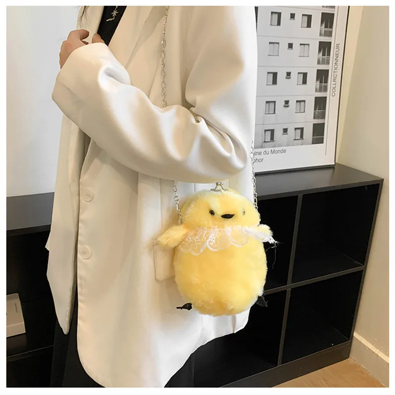 Women New plush cute shoulder bag girl doll Cute Chick Accessory Bag Ladies plush crossbody bag