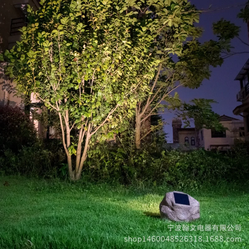 Resin Lamp Outdoor Solar Floodlight Stone Spotlight Waterproof LED Landscape Garden Light Automatic Light in The Dark