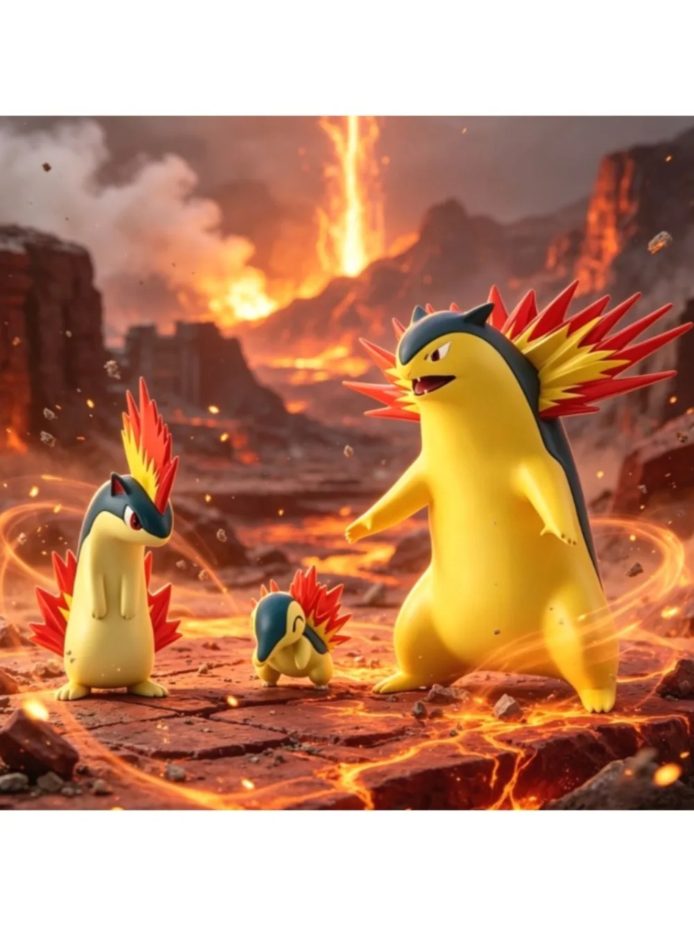 Anime Pokémon Figur Skala Weltweite Typhlosion-Gruppe Actionfiguren PVC-Statue Desktop-Sammlermodell Spielzeug Geschenke 2,5-9,5cm