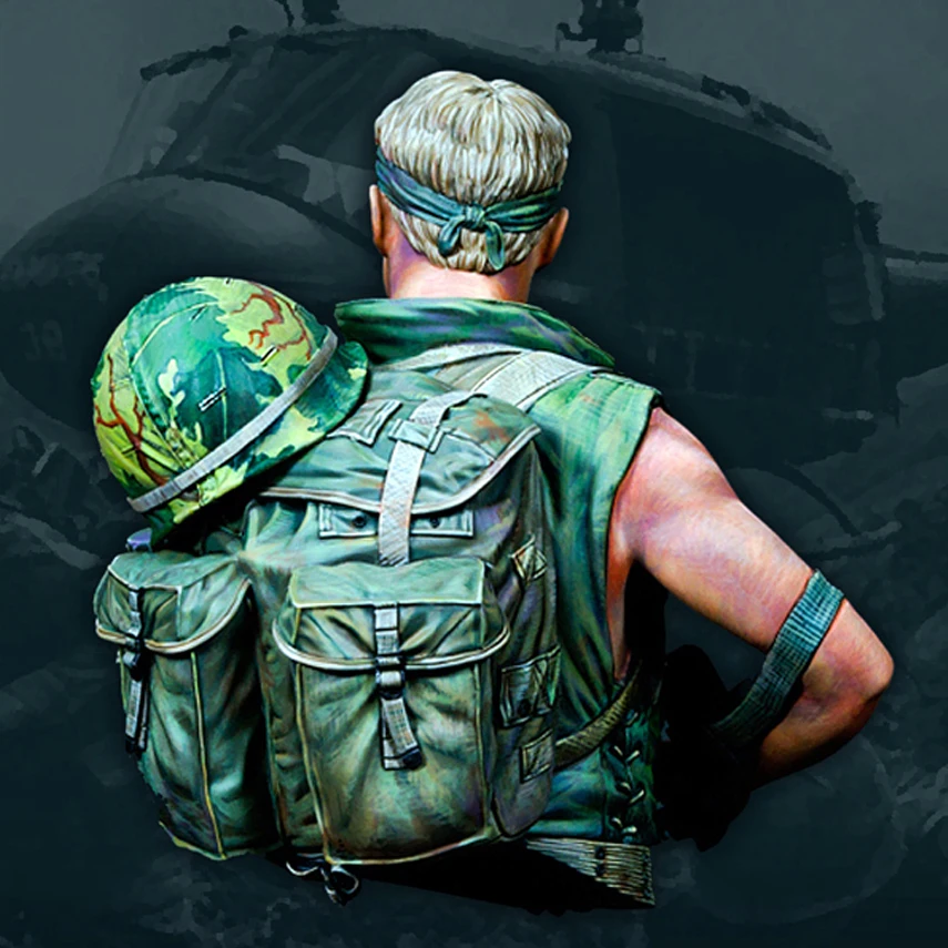 1/10 resin figure Half-length portrait unpainted model kit, American soldier, unassembled and unpainted GK model