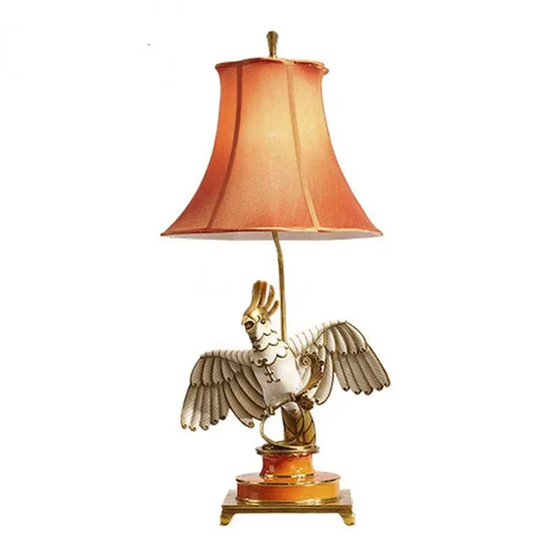 Elegant Floral Painted Opposite Magpie Porcelain Table Lamp On The Left, Enamel Ceramic With Brass Home Decorative Reading Lamp