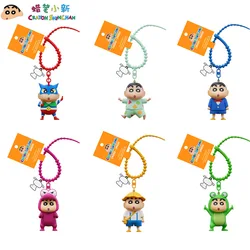 6pcs/set Anime Crayon Shin-chan Kawaii Q version Cos Cross dress Funny Figure PVC Model Toys Doll Couple pendant Keychain Gifts