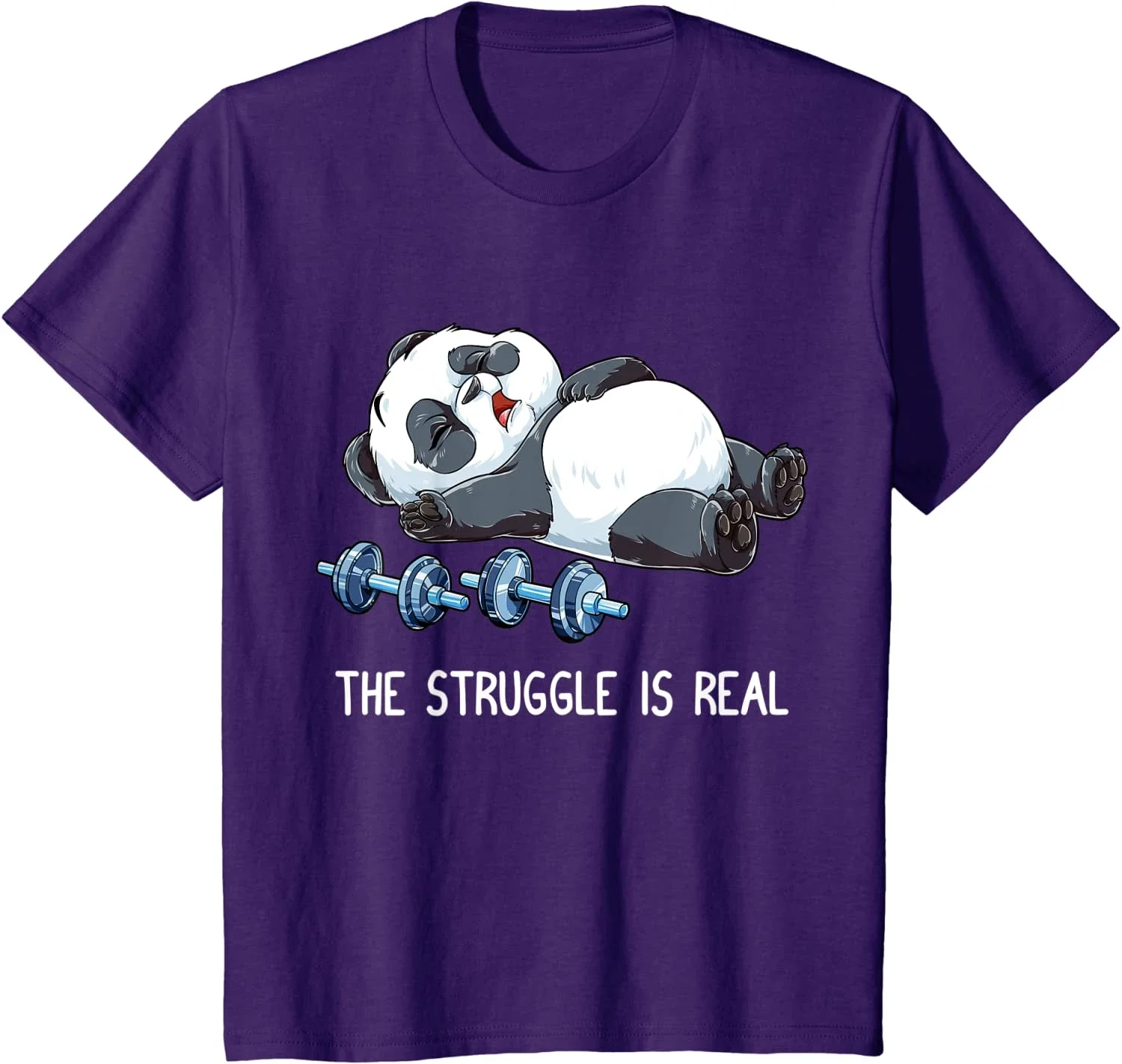 Panda The Struggle Is Real Weightlifting Fitness Gym Funny Summer Cotton O-neck T-Shirt