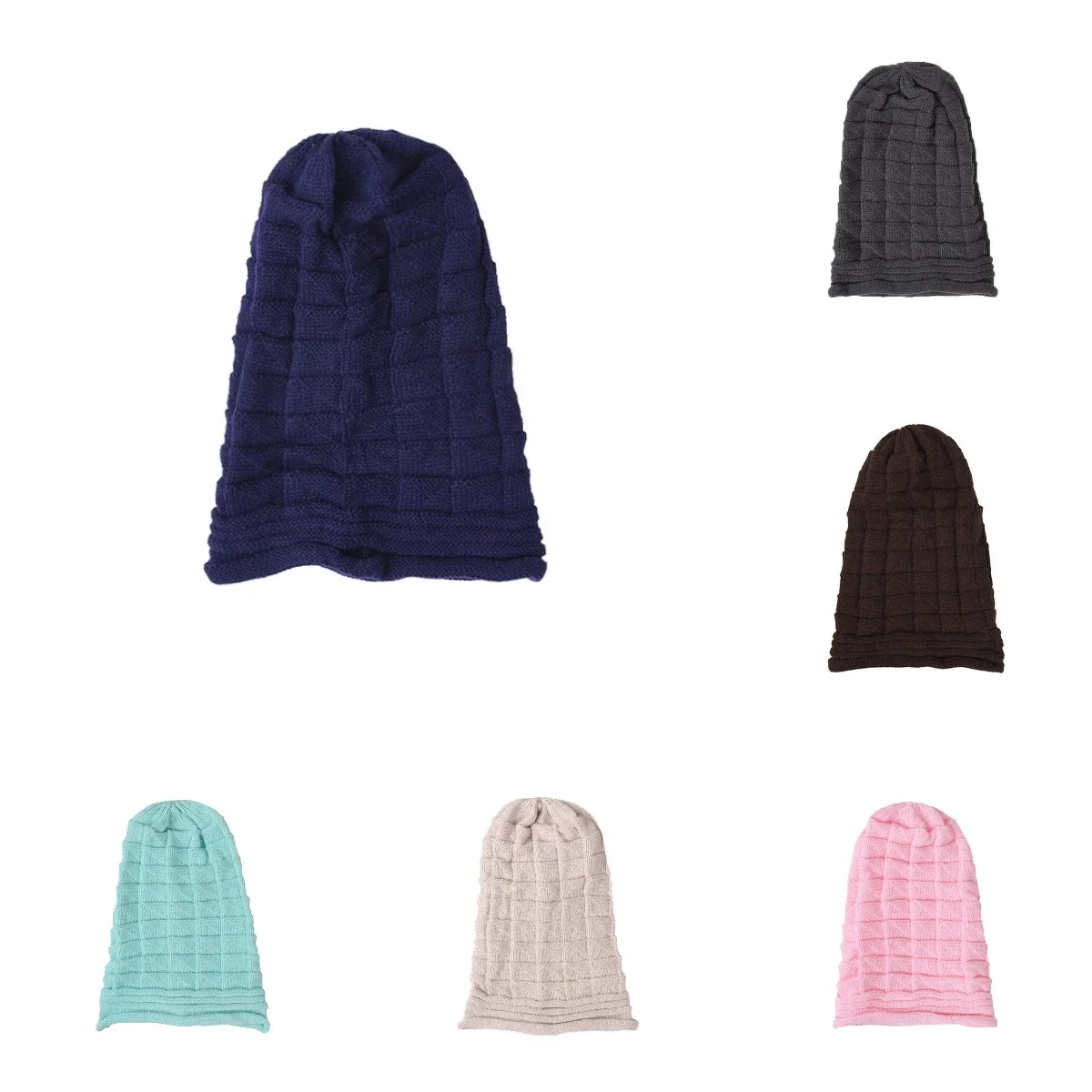 Wrinkle Flanging Knitted Loose Fit Brimless Hat Simple Solid Color Knitted Hat Comforttable and Soft Hoodies Warm Stacked Hat