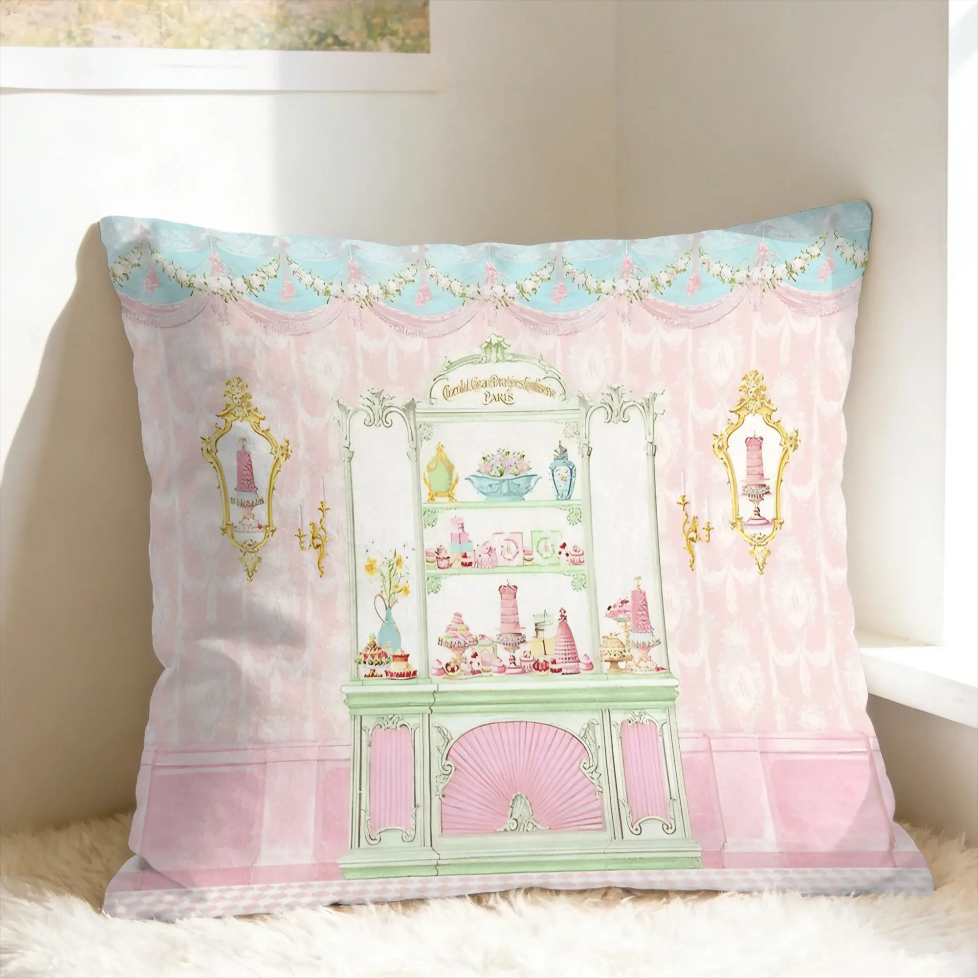 Pillow Case Marie Antoinette Afternoon Tea In French Paris Square  Pillow Cover For Sofa Couch Bed Living Room Funny Pillowcases
