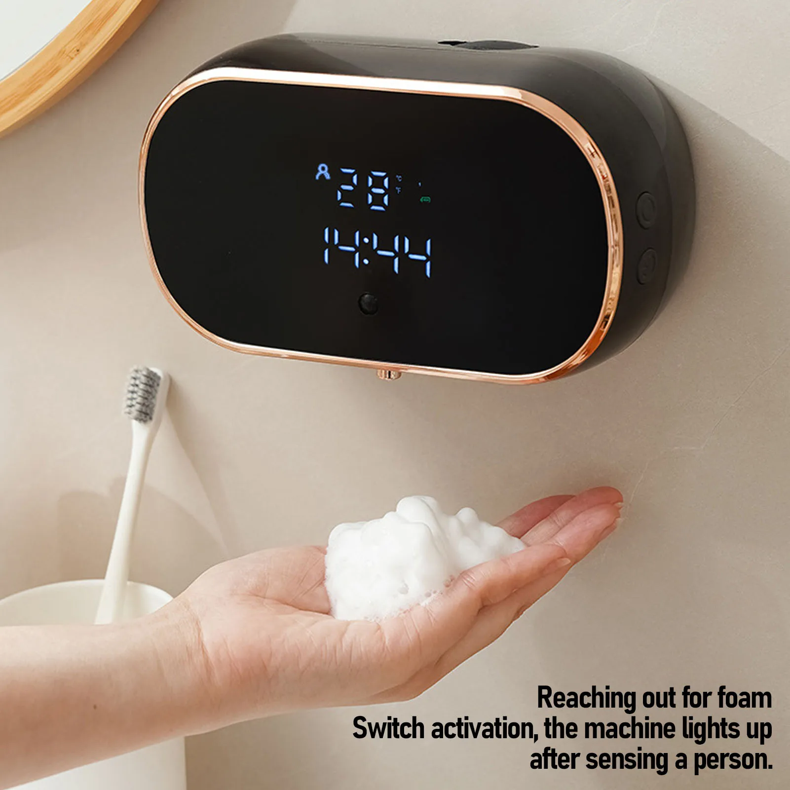 Automatic Foam Soap Dispenser 350ml Capacity Wall Mounted USB Rechargeable Touchless Soap Dispenser for Kitchen Bathroom