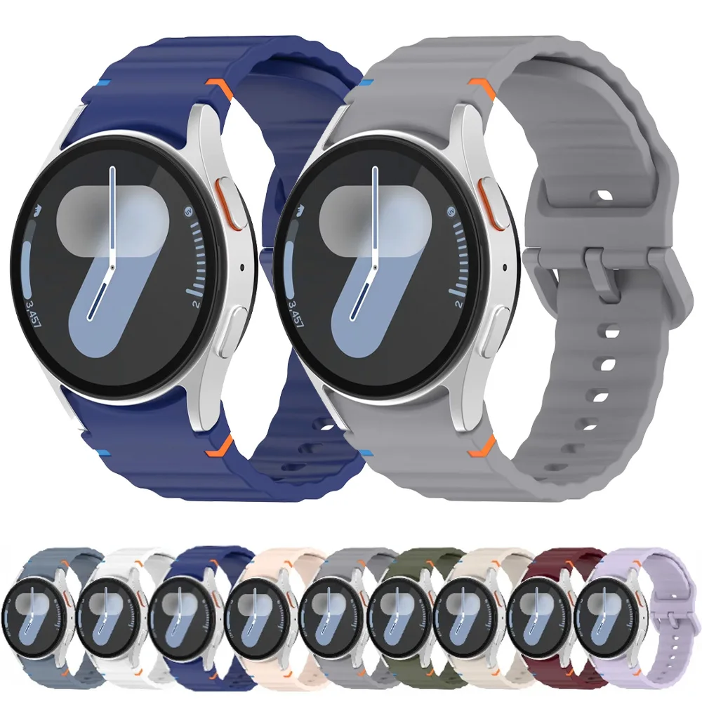 Offizielles Wave-Silikonarmband für Samsung Galaxy Watch 7/FE/6/5/4 44/40 mm, bequemes Gewindearmband für Watch 5 Pro 45 mm, 6 Classic 47 mm