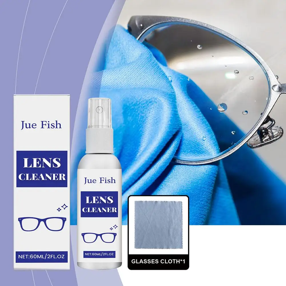 60ml Lens Cleaner Glasses Sunglasses Eyeglass Cleaning Home Eyewear Glasses Spray Bottle Accessories Supplies Cleaner Solut O5C6