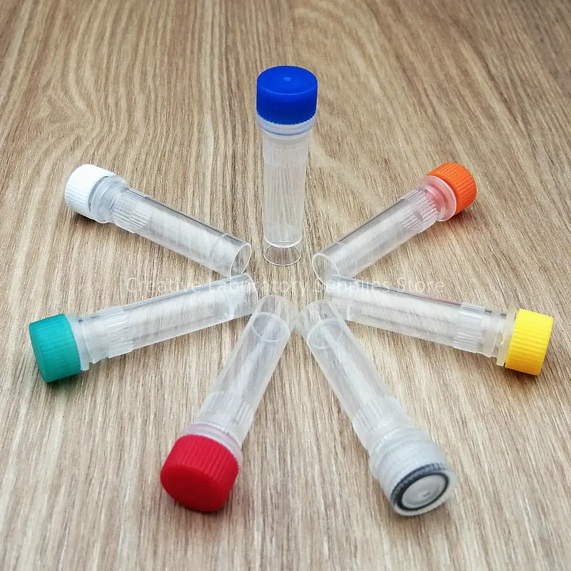 100pcs/lot Laboratory1.5ml Plastic Freezing Tube Cryo Preservative Tube Sample Cryovial With Cap