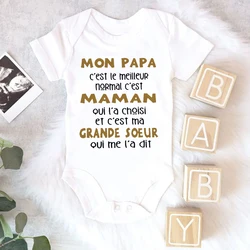 Grappige Franse Bedrukte Baby Bodysuit Schattige Pasgeboren Jumpsuit Met Korte Mouwen Jongens Meisjes Romper Baby Playsuit Peuter Kleding Vader Cadeau