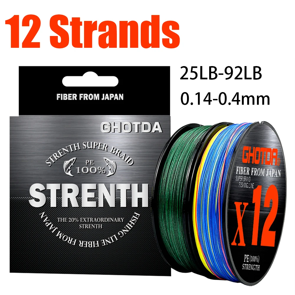 New X12 Fishing Line PE 12 Strands Cord More Durable Saltwater Sea Fish 25lb-92lb Spinning Extreme Strong Weave 0.14mm-0.4mm