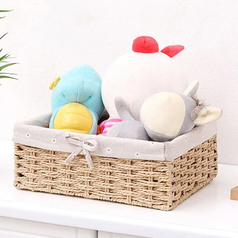 Sundries Box Good Load Capacity Fabric Sundries Container Multifunction Handmade Clothes Toys Rattan Storage Basket For Home