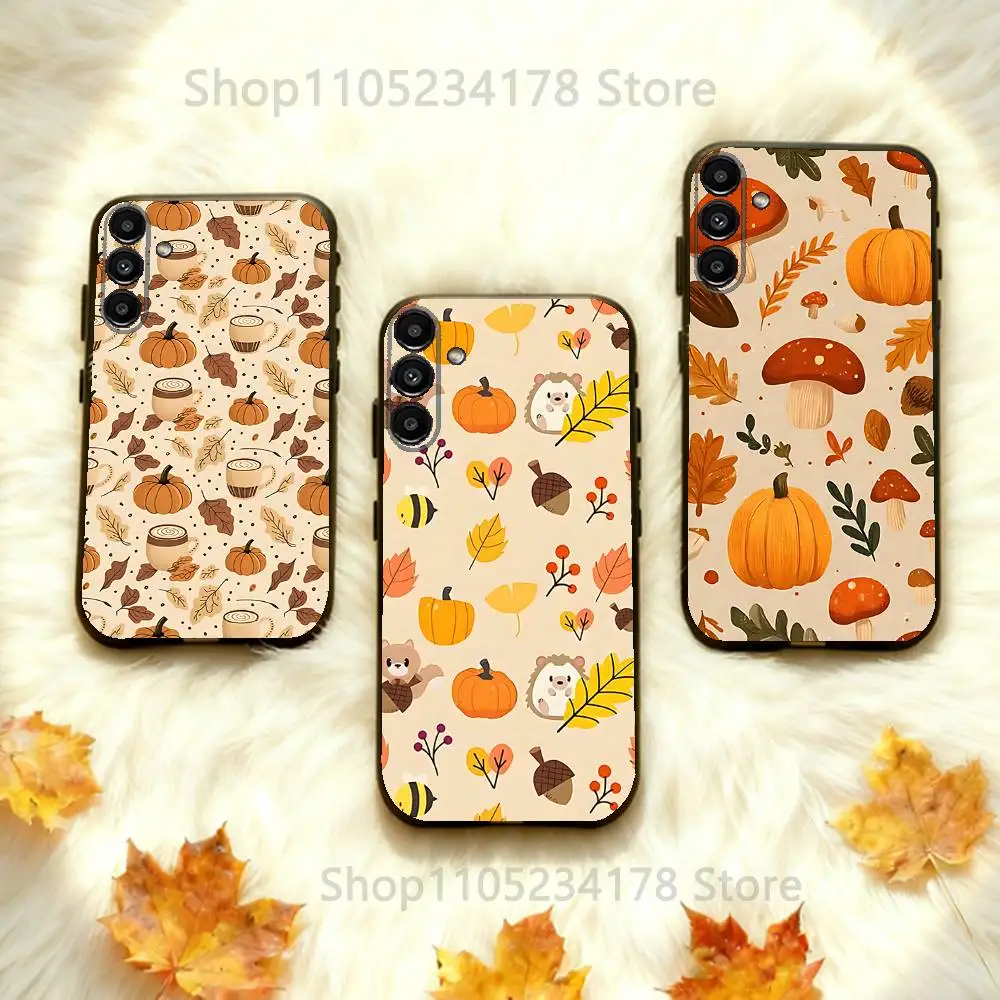 

Autumn leaves pumpkin CUTE Phone Case For Samsung A73,72,51,53,52,71,22,5G,Note,J7,8,9 Classic Versatile Black Soft Shell