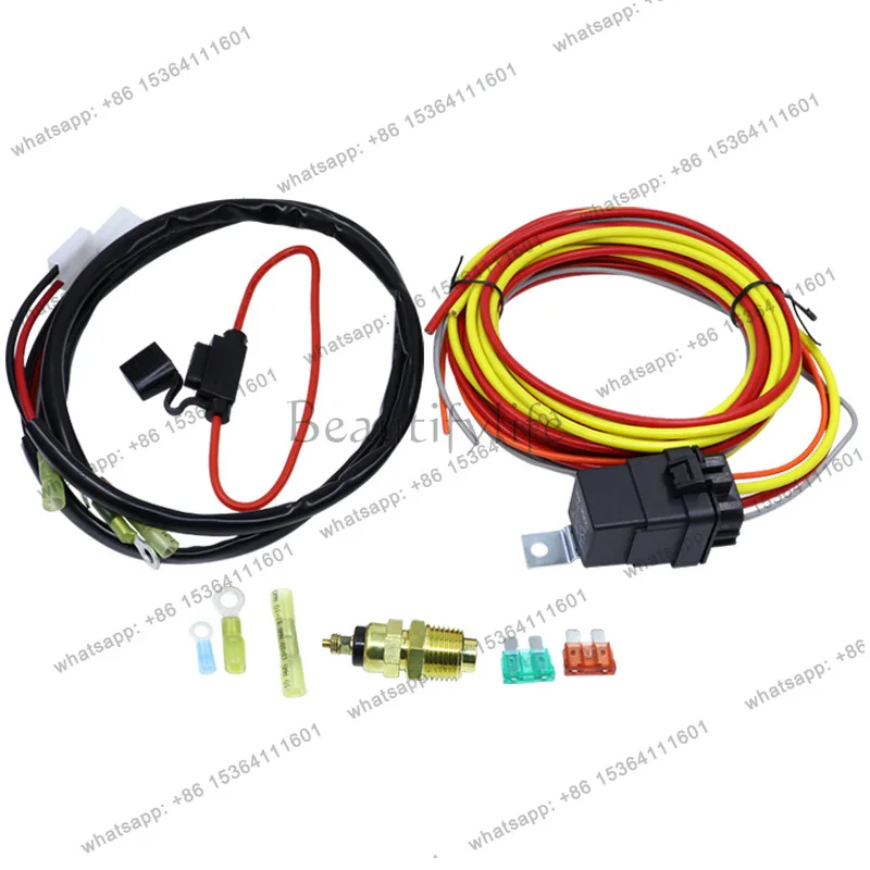 40A dual electric cooling fan wiring harness 185-165 engine fan temperature control temperature switch cable