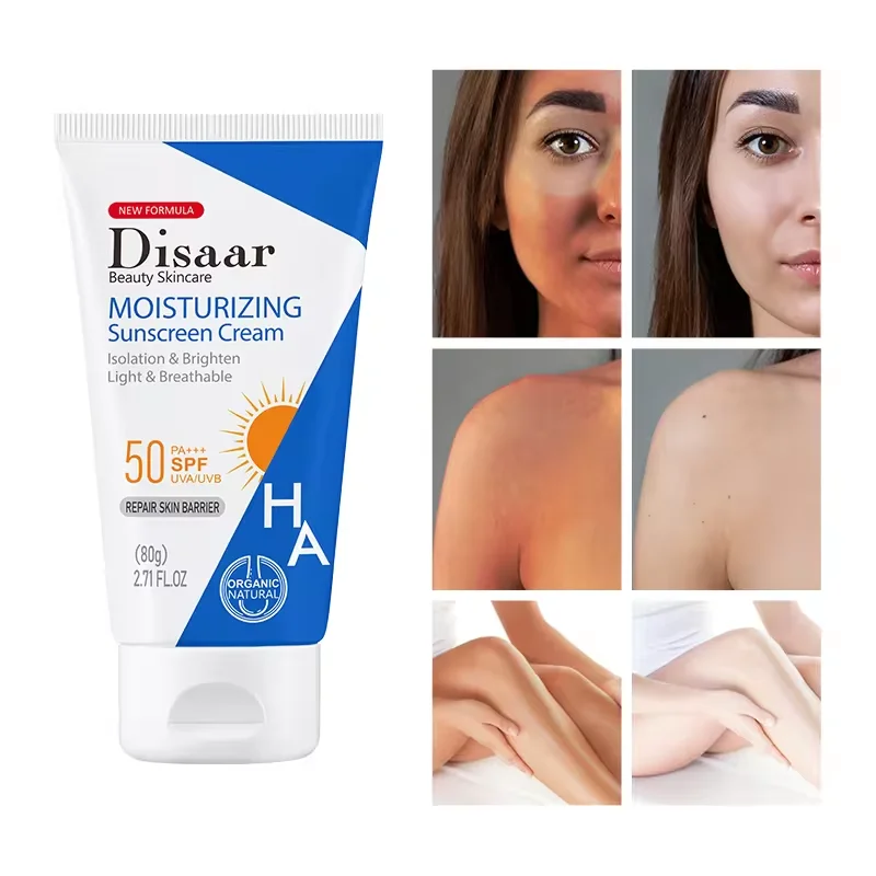 Dizaa nawilżająca rozjaśniająca ochrona UVB UVA Spf 50 PA +++ naturalny jasno oddychająca krem przeciwsłoneczny przeciwsłoneczna 80G