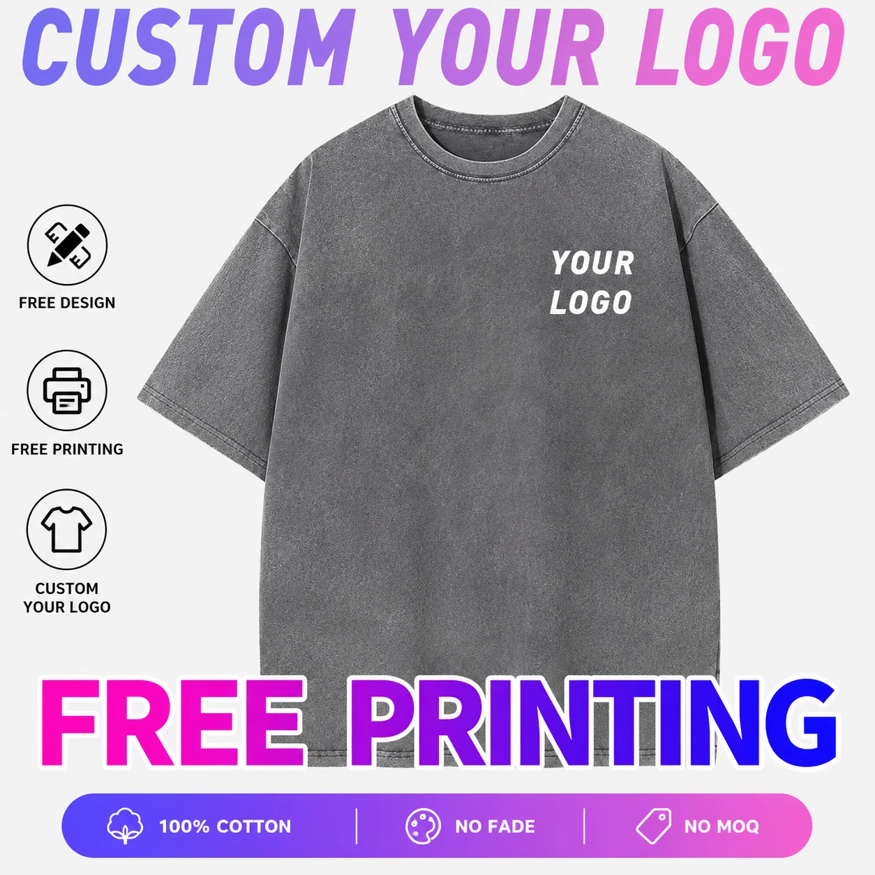Custom T-Shirt Free Print Logo Images Vintage Wash Design Tees Pure Cotton Cultural Shirts Men's Women's Batik Wax Print Fabric