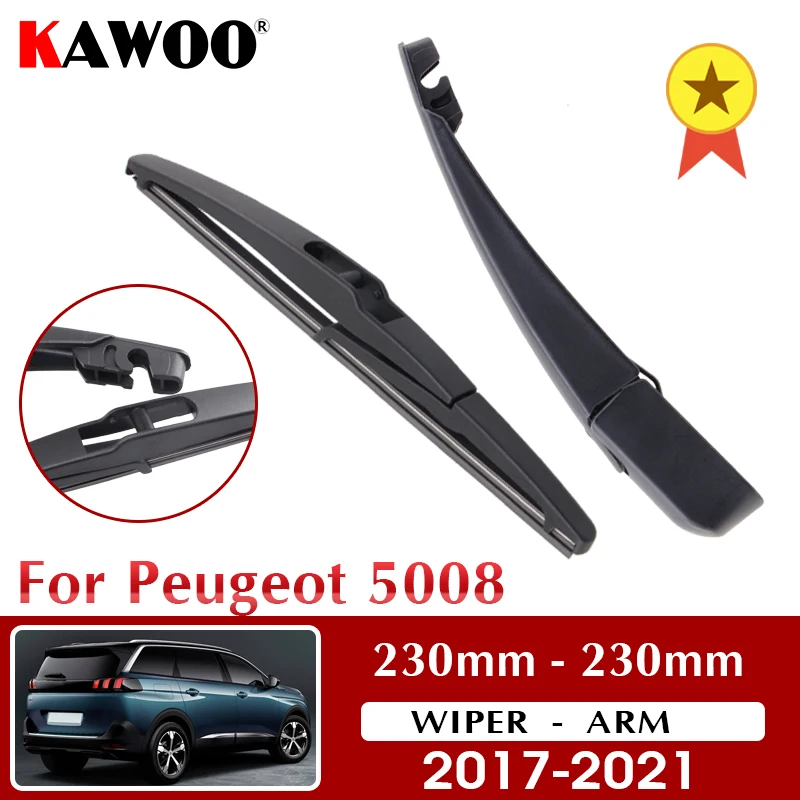 KAWOO Car Rear Wiper Blade Blades Back Window Wipers Arm For Peugeot 5008 2017 2018 2019 2020 2021 230mm Auto Windscreen Blade