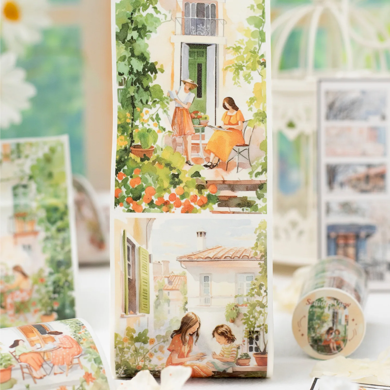 

1pcs/lot DIY Decoration Adhesive Tapes morning and evening on earth japanese Paper Pet tapes Stickers Masking Tapes