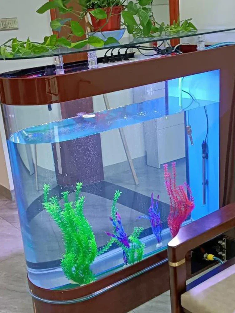 Aquarium Glass Small Large Household Floor Screen Cylinder