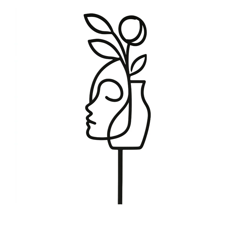 Hollow Out Character Silhouette Plant Stand Moon Bird Abstract Figure Plant Fixed Frame Abstract Line Weather Resistance