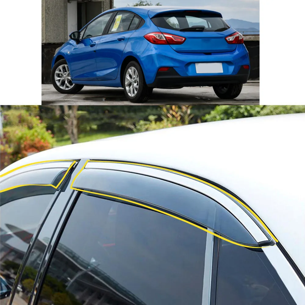 Car Sticker Plastic Window Glass Wind Visor Rain/Sun Guard Vent Parts For CHEVROLET Cruze Hatchback 2017 2018 2019 2020 2021