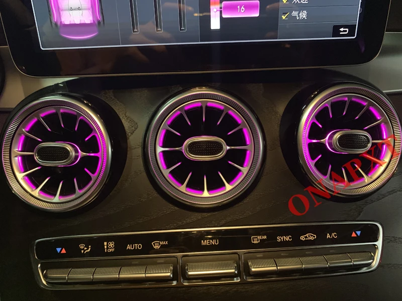 Komplettes Set 64 Farben für Mercedes Ambientebeleuchtung LED C/GLC 2014-2022 x253 w205 Turbinen-Luftauslass Rotierende Hochtöner-Beleuchtung – Detail 7